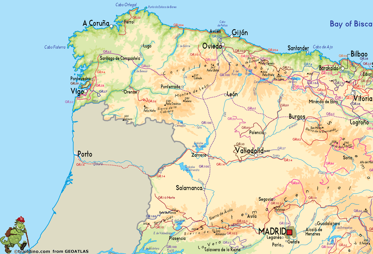 Hiking Trails Map Spain North-West
